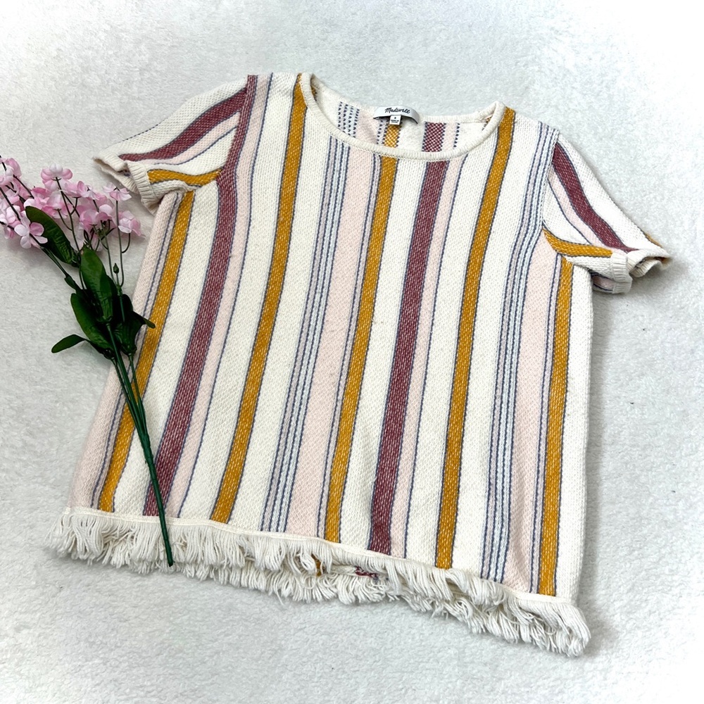 Madewell Blakley Striped Fringe Sweater Tee - Small